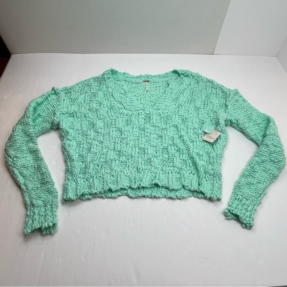 Free People Josephine Pullover Frozen Melon Sweater Green‎ Womens Size Small NEW